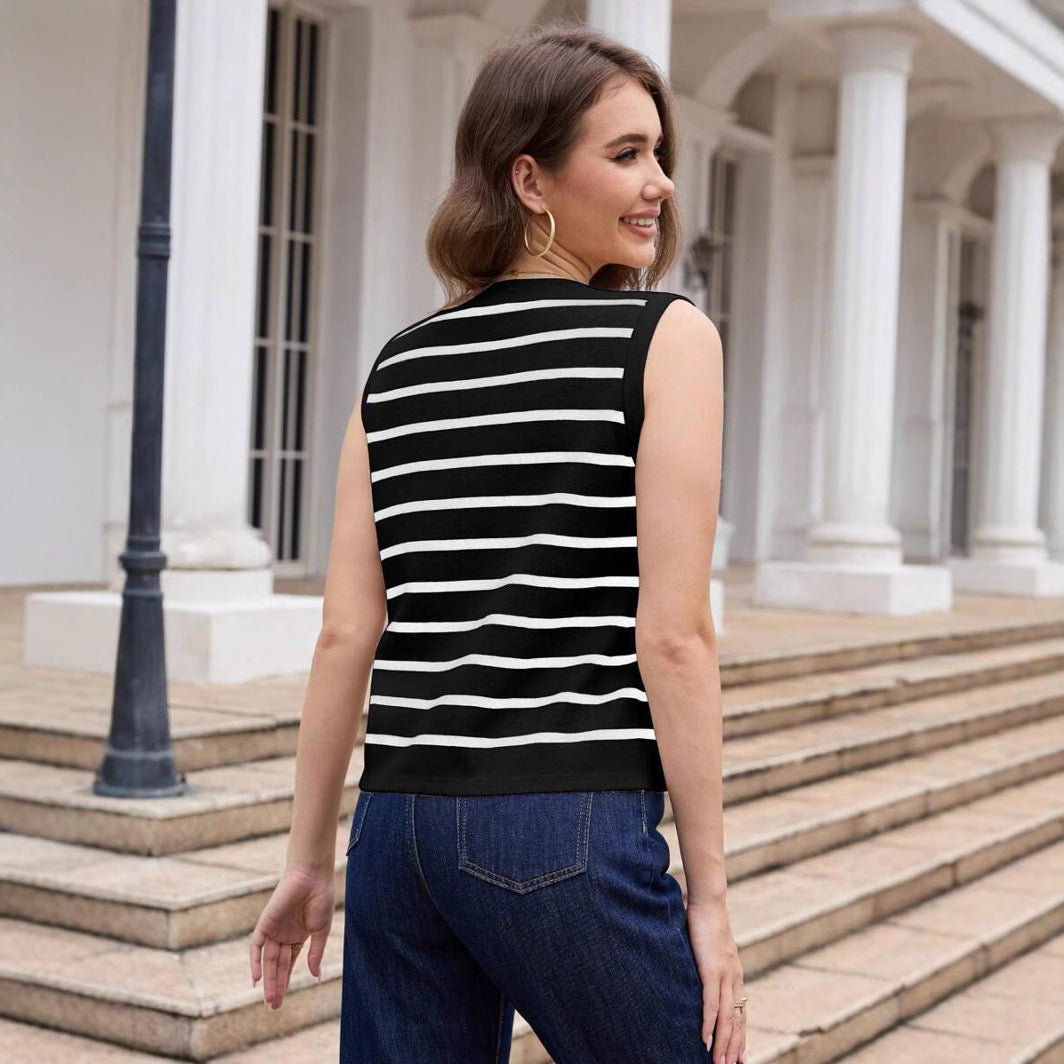 IvyShape | Casual Striped Knitted Vest Top