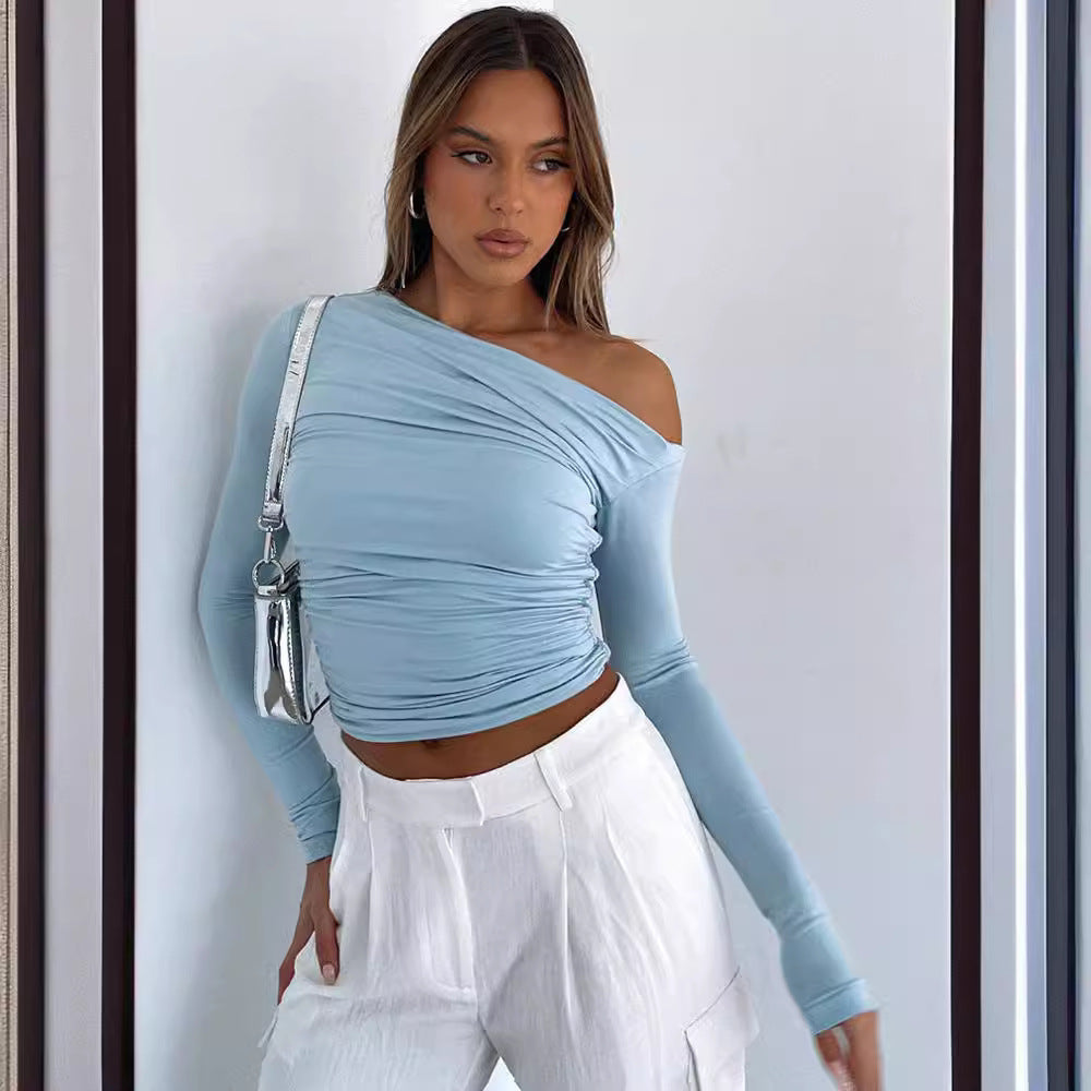 Women Elegant Strapless Top with Ruching Ivyshape