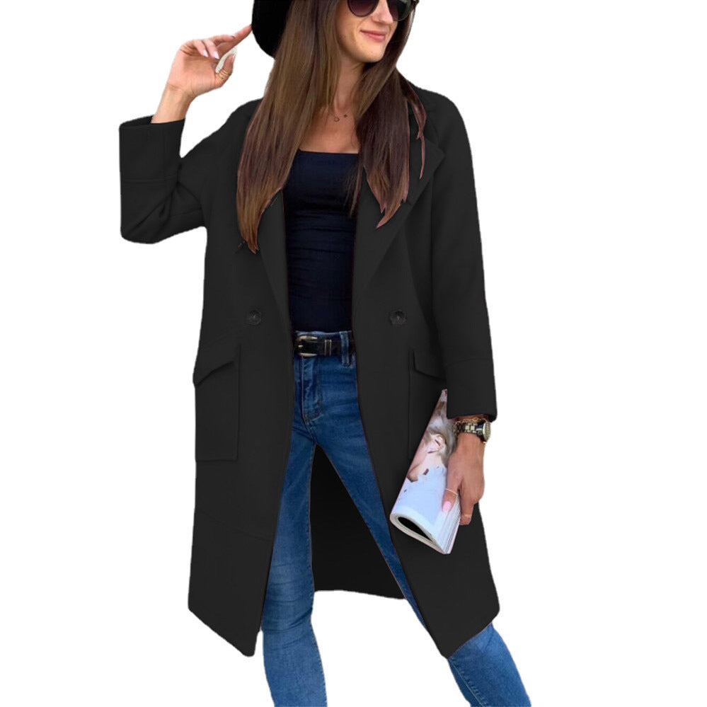 Women's casual oversized coat with modern pockets and elegant lapels Ivyshape