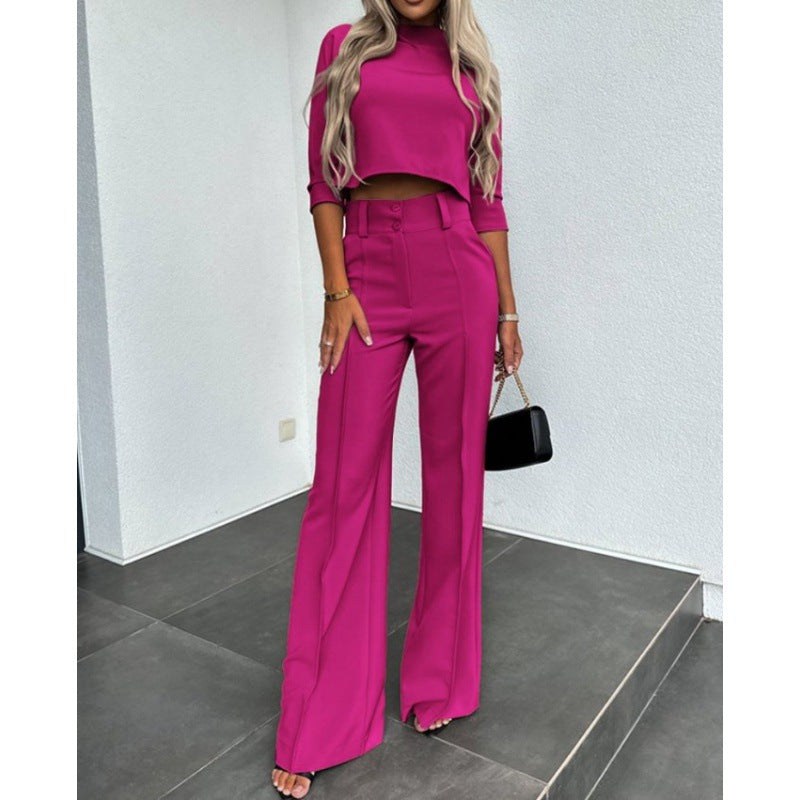 Women's stylish cropped top with elegant wide Palazzo pants Ivyshape