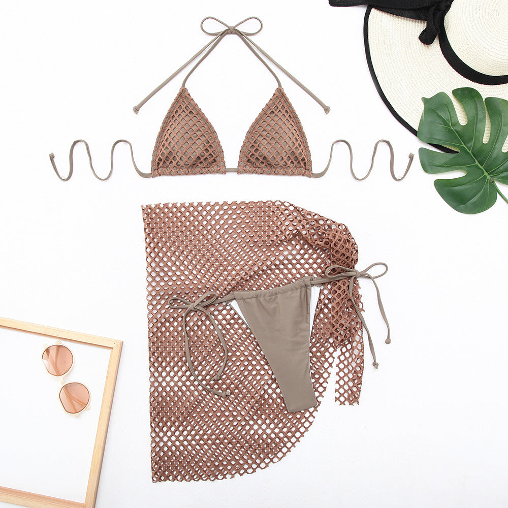 Women's mesh bikini set with adjustable ties and sophisticated overlay Ivyshape