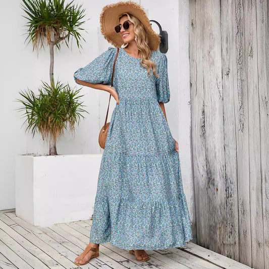 IvyShape | Vintage Casual Floral Plus Size Maxi Dress