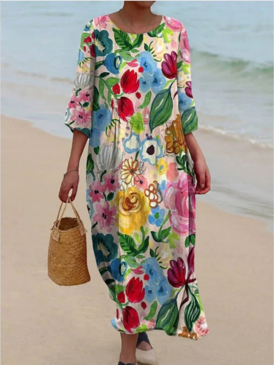 Ladies maxidress with floral design and casual cut Ivyshape