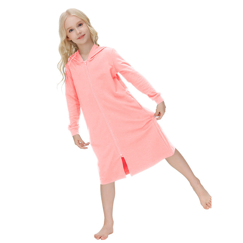 Women’s Hooded Nightgown with Zipper Ivyshape
