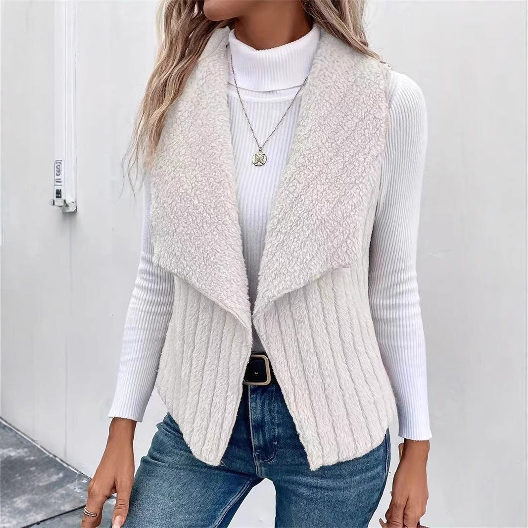 Ladies vest with soft teddy fleece and ribbed design Ivyshape