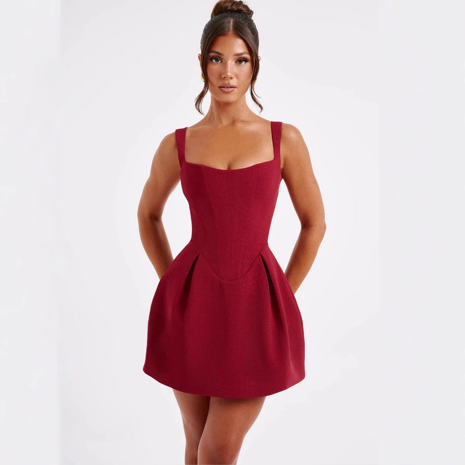 Ladies Chic Ball Dress with Structured Top and Flared Skirt Ivyshape