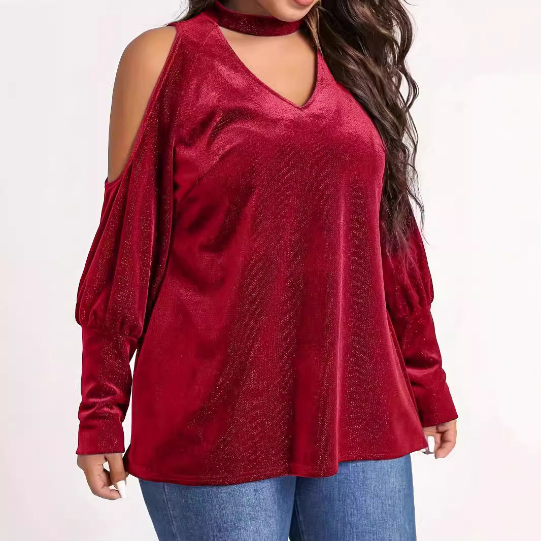 Women’s Casual V-Neck Top with Refrigerator-Free Coletta Design and Elegant Cut-Out Sleeves Ivyshape