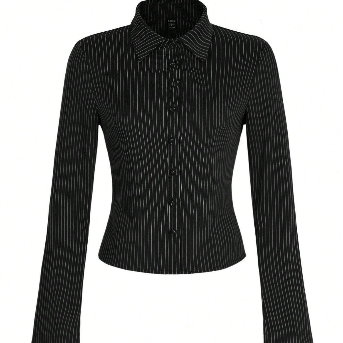 Women's Elegant Blouse with Narrow Stripes and Tailored Cut Ivyshape