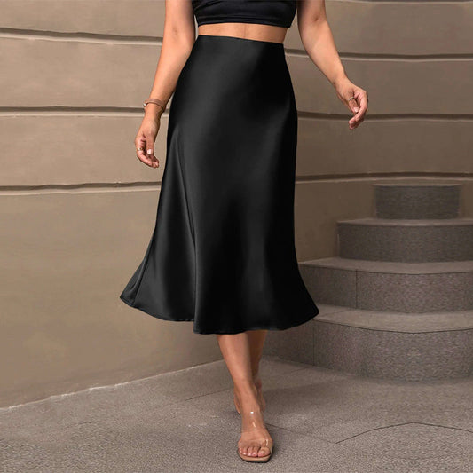 IvyShape | Solid Color A-Line Midi Skirt