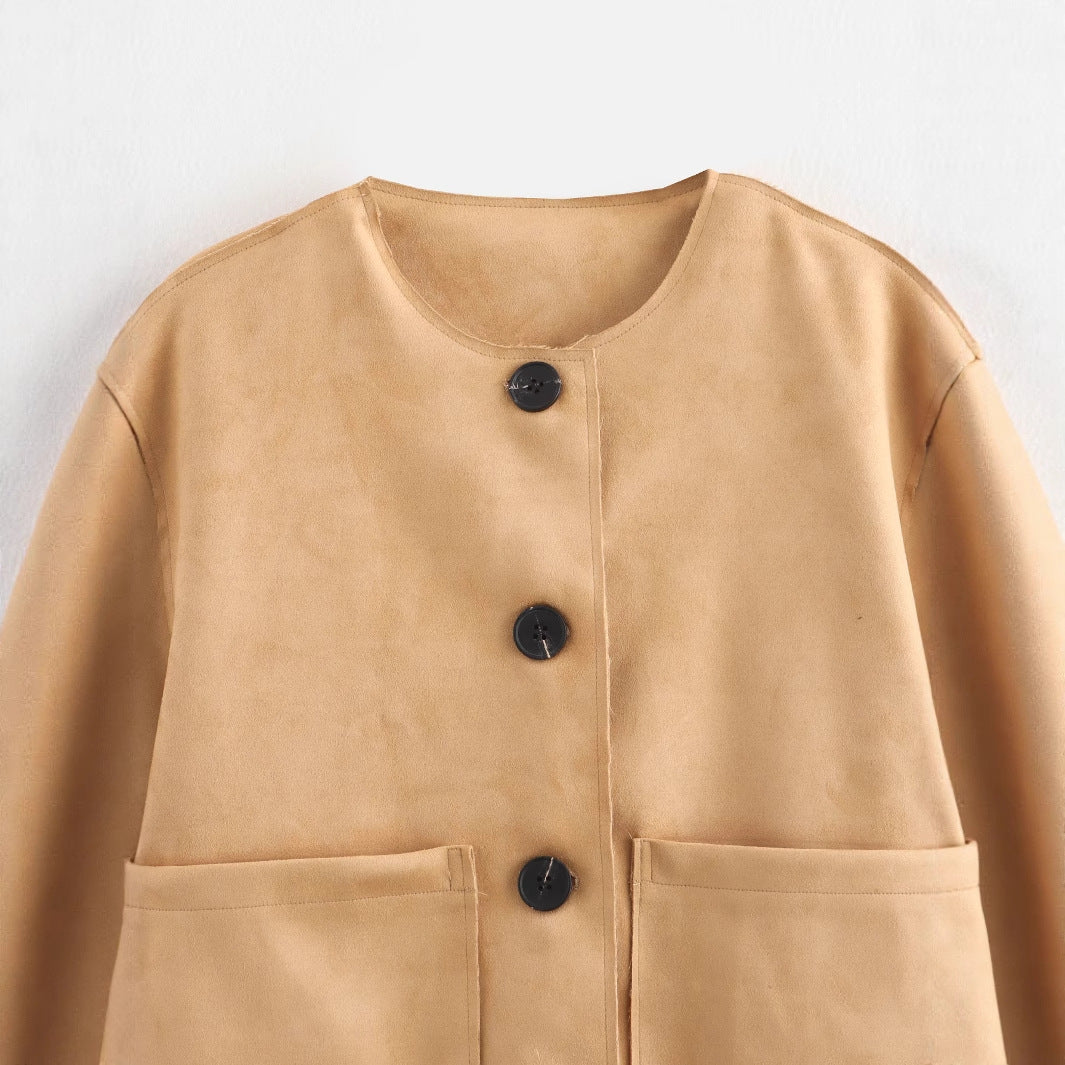 Women Fashion Short Sleeve Sweater Jacket with Practical Pockets and Elegant Buttons Ivyshape