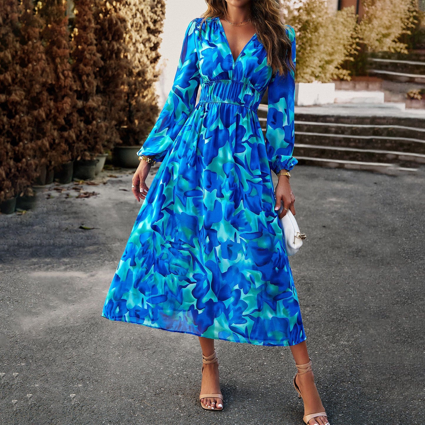 IvyShape | Holiday Casual Printed Long Dress