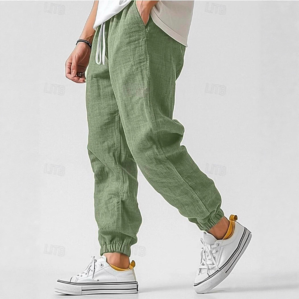 Men's Comfortable Pants with Elastic Waistband and Side Pockets EB