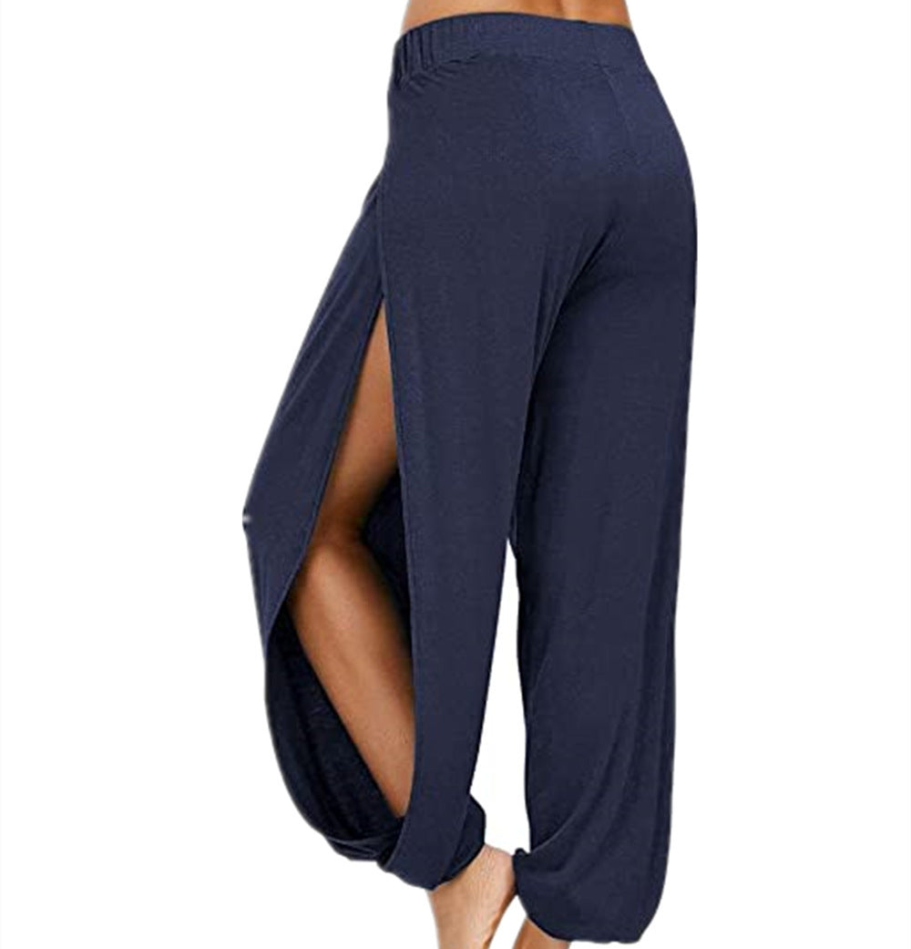 Ladies Airy Harem Pants with Side Slits Ivyshape