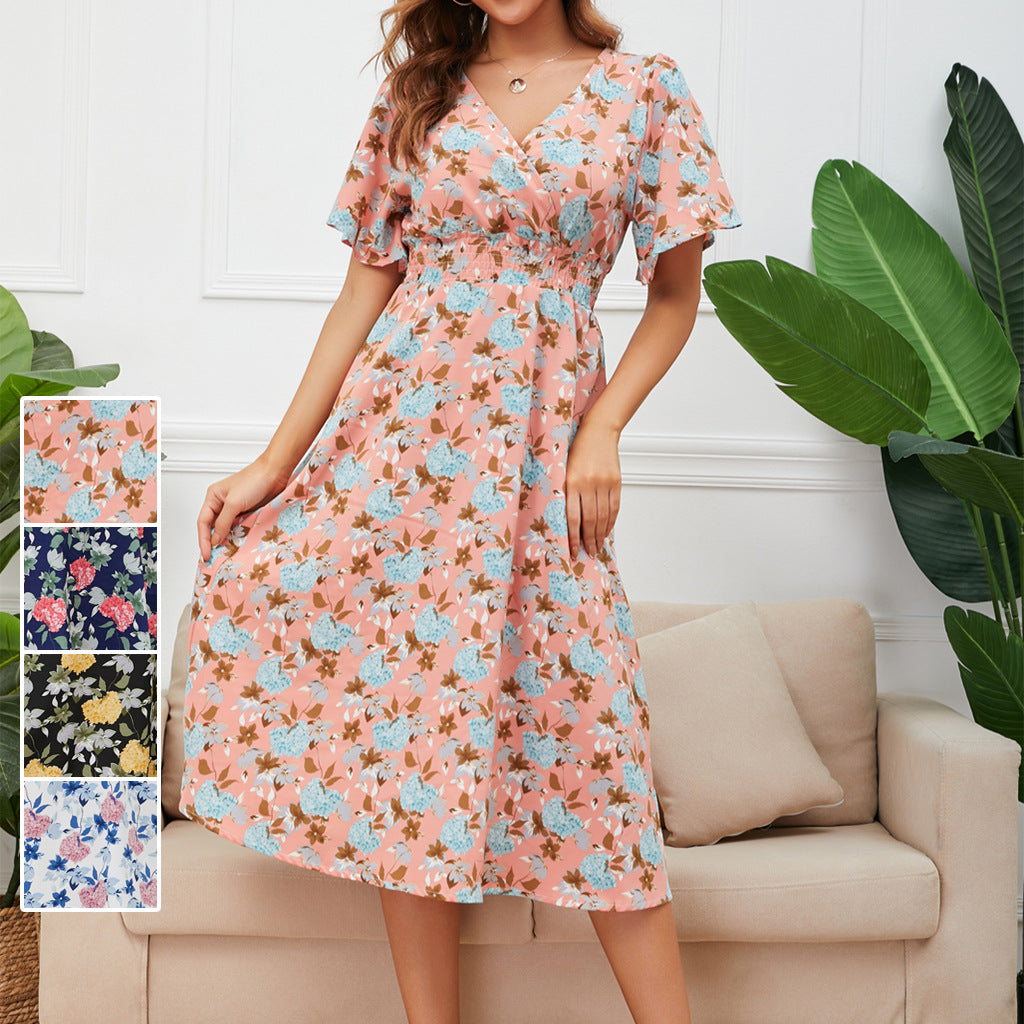 Women’s Midi Dress with Floral Pattern Ivyshape