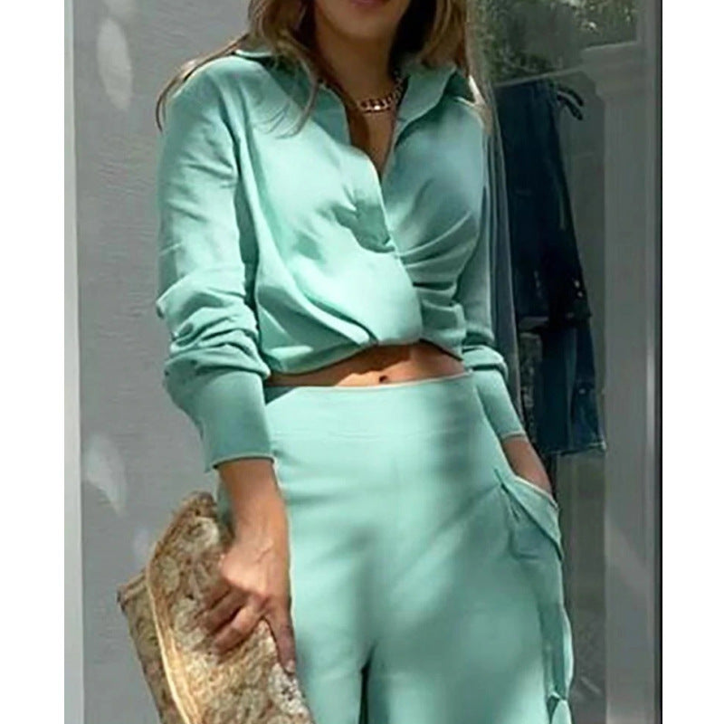 Women's elegant top with wide cut and matching palazzo pants Ivyshape