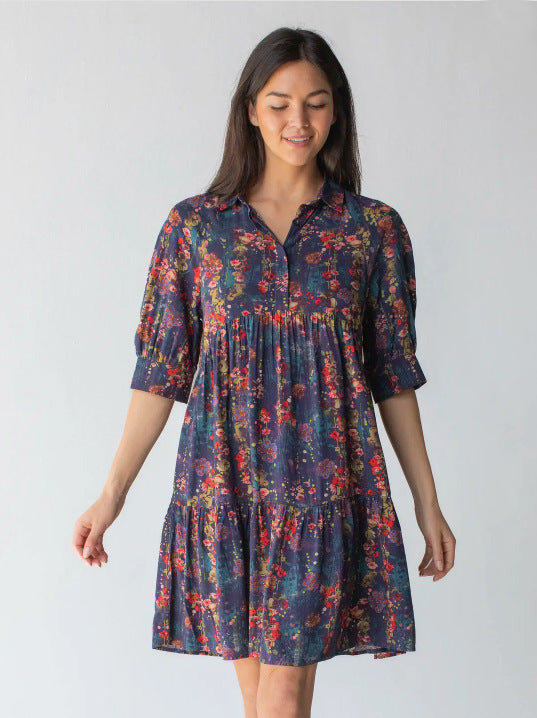 Ladies airy summer dress with floral design and practical pockets Ivyshape