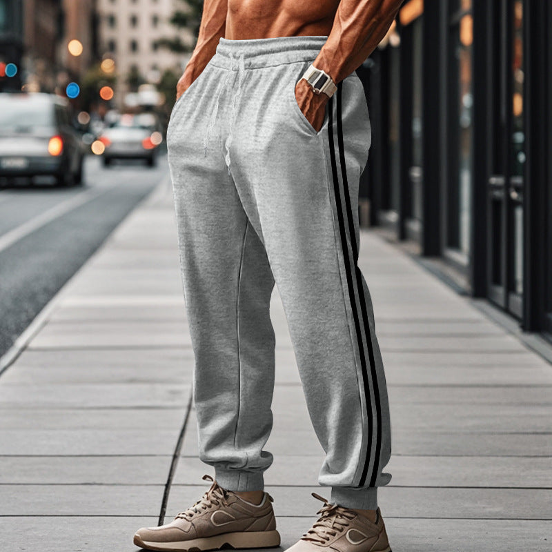 Men's Comfortable Sports Pants with Contrasting Side Panels and Elastic Waistband Ivyshape