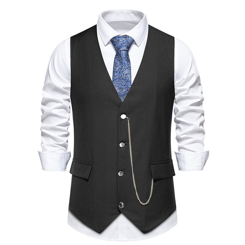 Men's elegant suit vest in classic-modern style with practical pockets Ivyshape