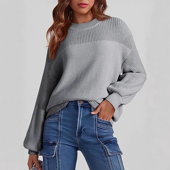 IvyShape | Comfortable Round Neck Long Sleeve Knitted Top