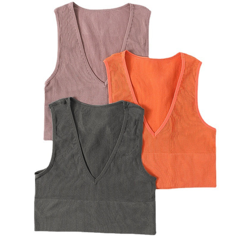 Women's Ribbed V-Neck Crop Top Ivyshape