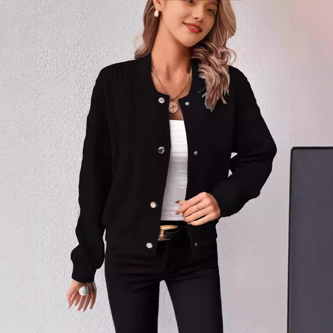 Women’s cardigan in trendy bomber style with button closure Ivyshape