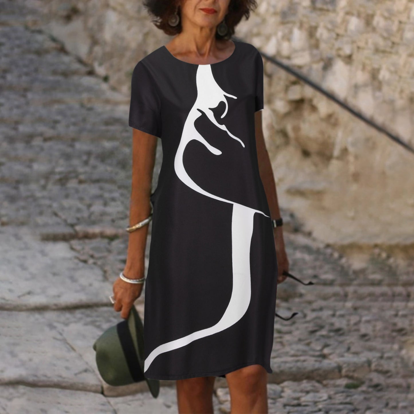 Women Artistic Graphic Midi Dress Ivyshape