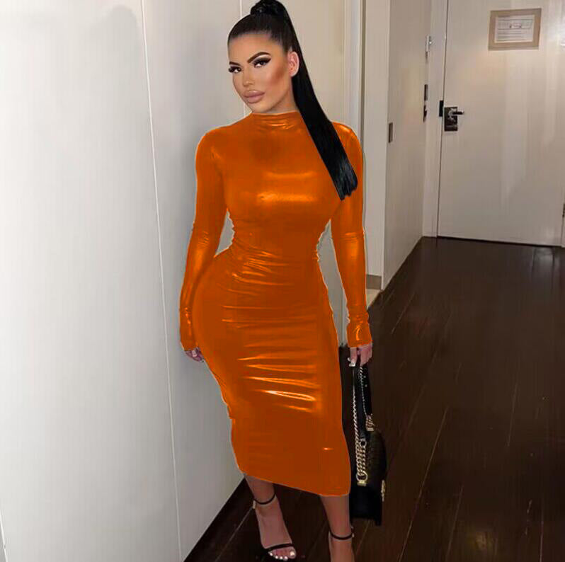 Ladies Long Sleeve Bodycon Midi Dress Ivyshape