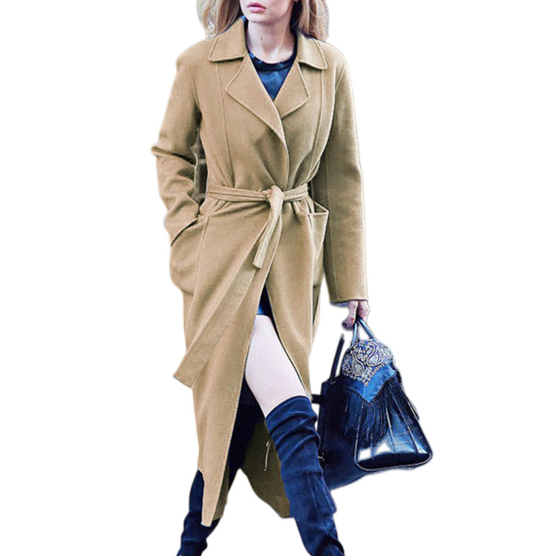 Women elegant transitional coat with belt Ivyshape