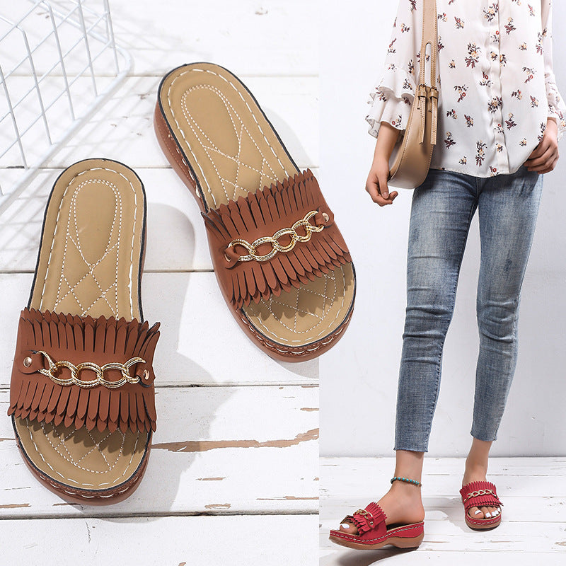 Women Fringe Slides Ivyshape