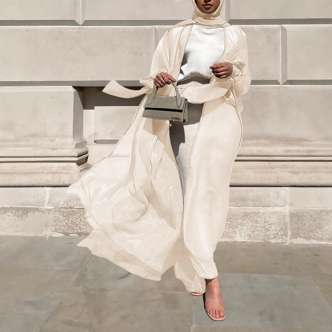 Ladies Airy Kimono Jacket with Filigree Design and Wide Sleeves Ivyshape