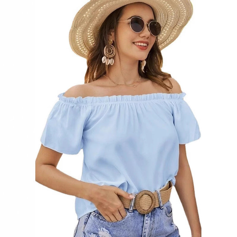 Women Off-Shoulder Ruffle Shirt Ivyshape