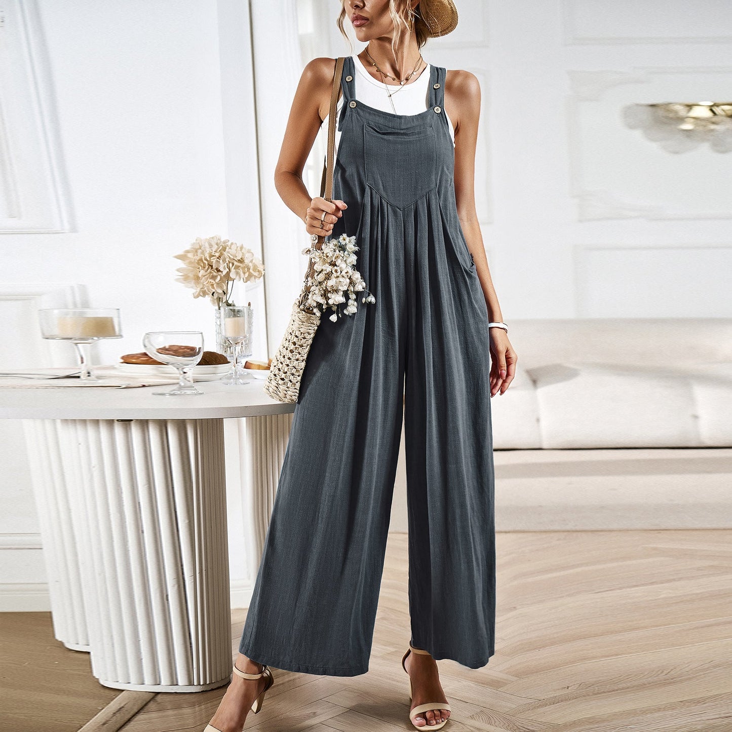 IvyShape | Loose Wide-Leg Jumpsuit