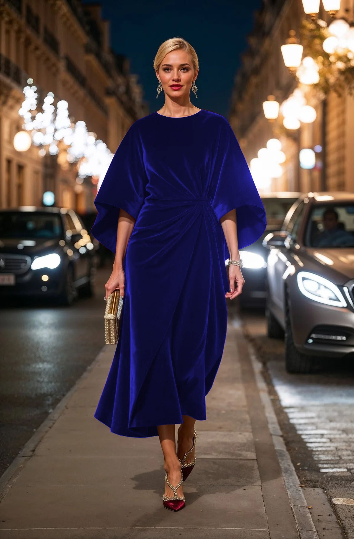 Women Elegant Velvet Evening Dress Ivyshape