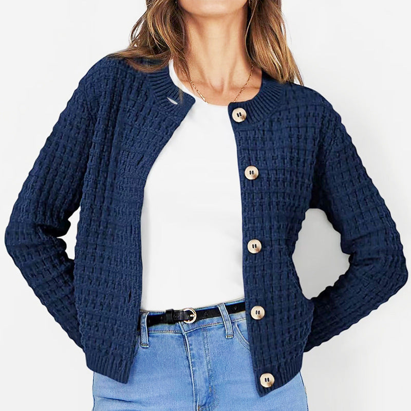 Women's Structured Cardigan with Button Closure and Fine Texture Ivyshape
