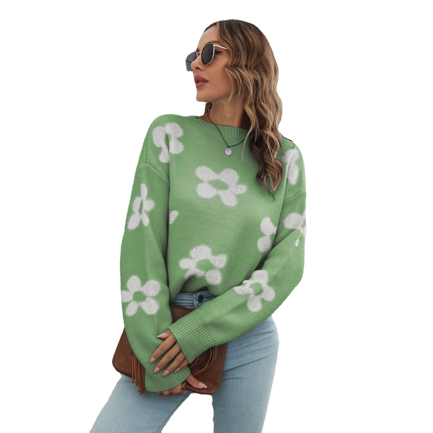 Women's Casual Pullover with Floral Design and Loose Fit Ivyshape