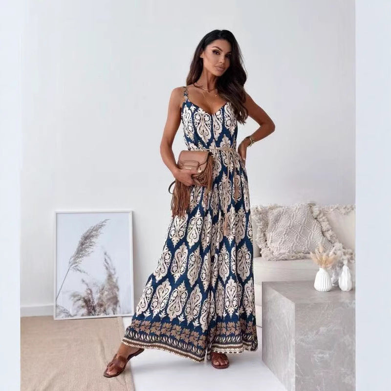 Women Bohemian Wide-leg Bodysuit Ivyshape