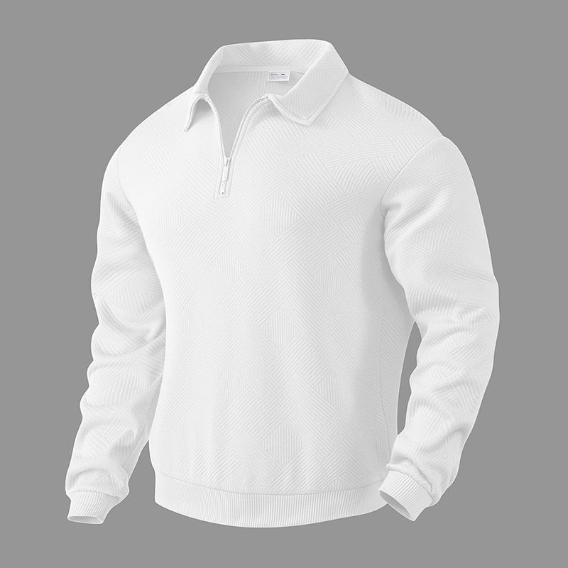 Men's sporty pullover with zipper and textured design Ivyshape