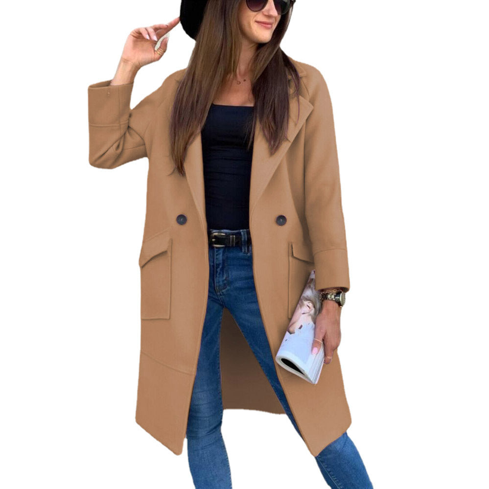 Women's casual oversized coat with modern pockets and elegant lapels Ivyshape