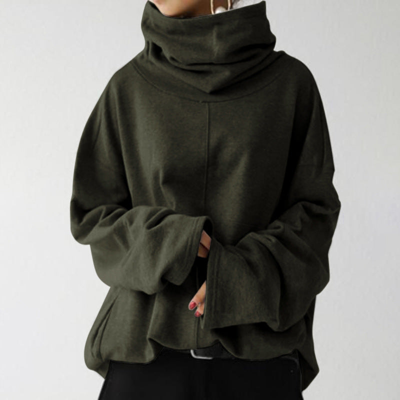 Ivyshape | Oversized Funnel-Neck Sweatshirt for Women