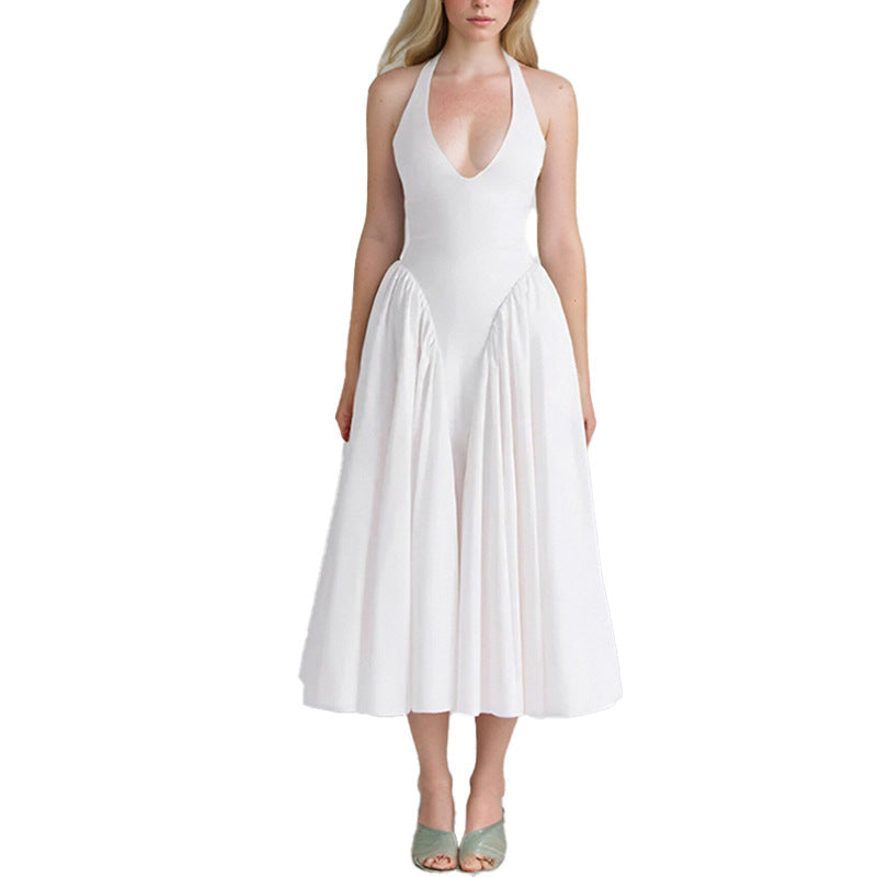 IvyShape | Halter Deep V Pleated New Year Gift Dress