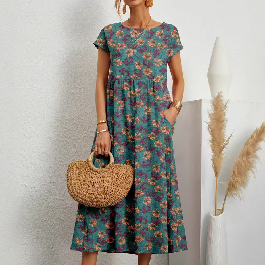 Women’s maxi dress with casual cut and floral pattern Ivyshape