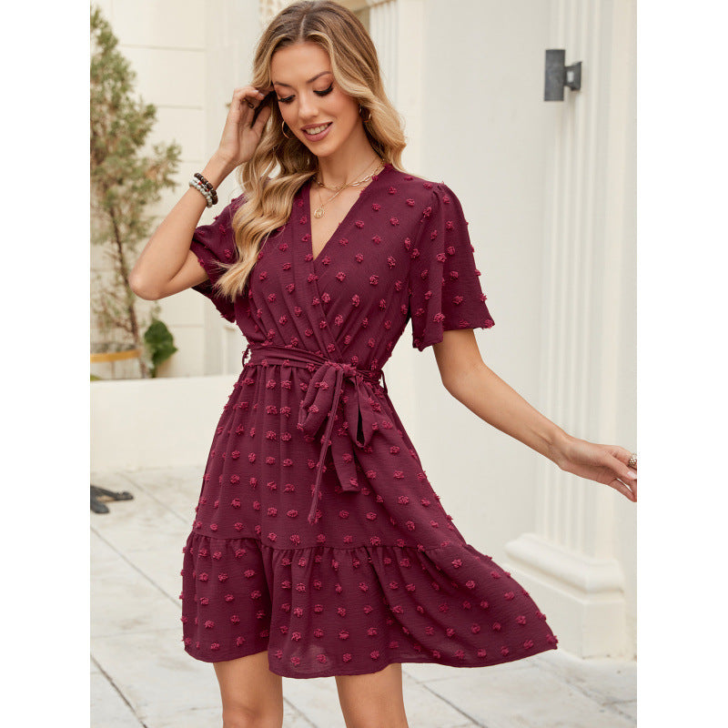 Women Elegant Wrap Dress with Tiered Skirt Ivyshape