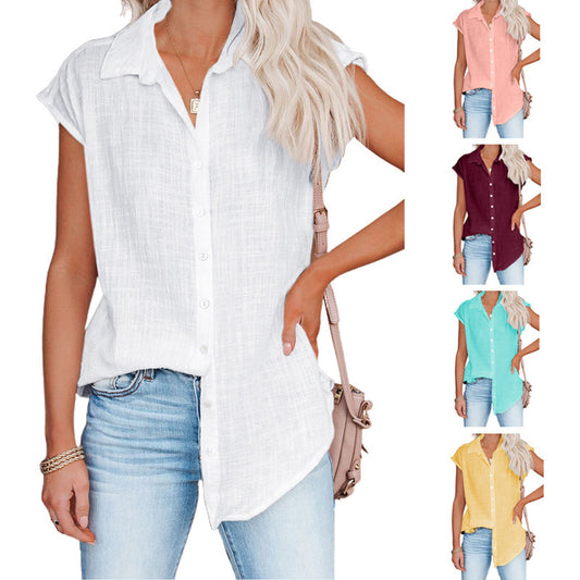 Ladies airy short-sleeve blouse made of lightweight fabric Ivyshape