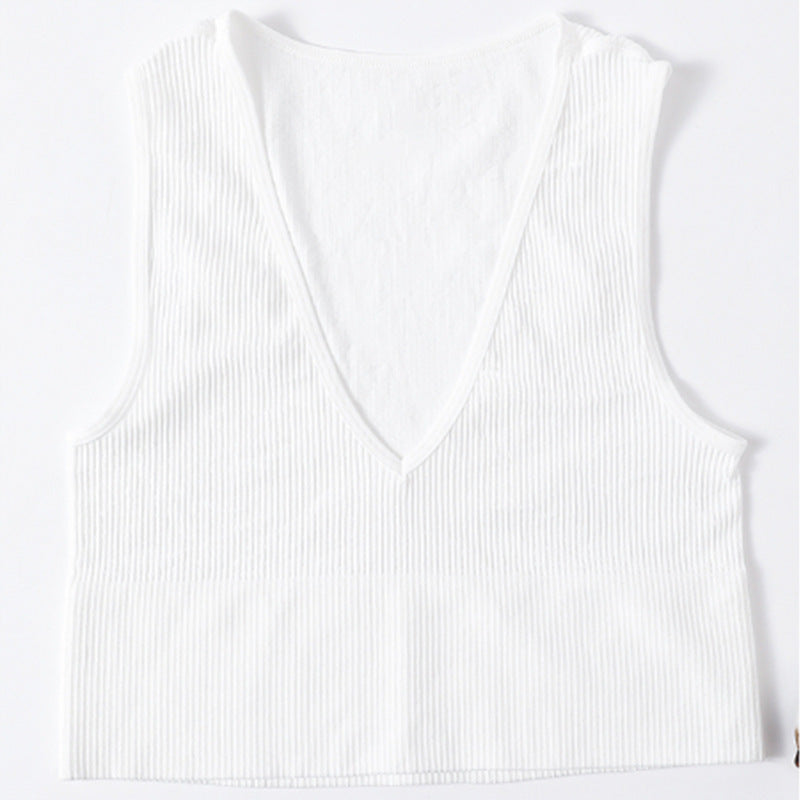Women's Ribbed V-Neck Crop Top Ivyshape