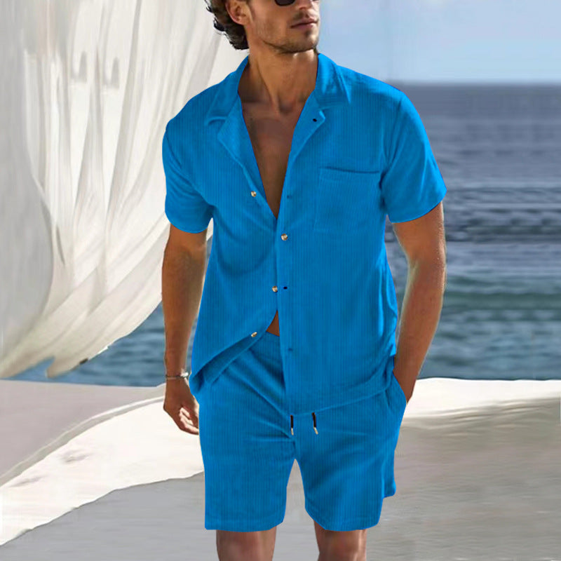 Men's Summer Short Sleeve Shirt and Shorts Set Ivyshape