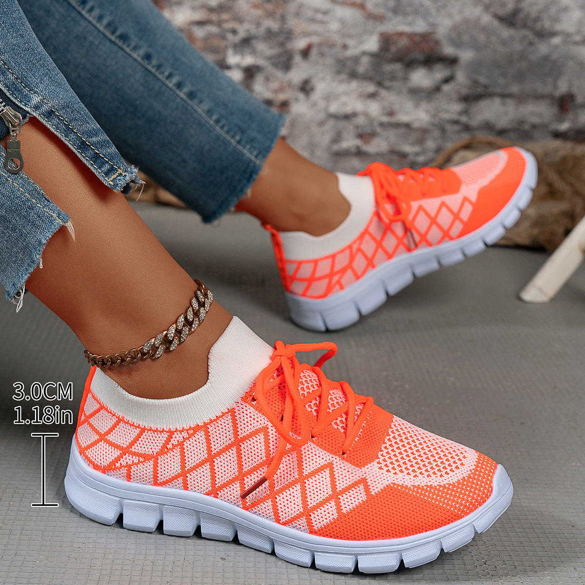 Women Breathable Sports Shoes with Elastic Upper Material and Non-Slip Sole Ivyshape