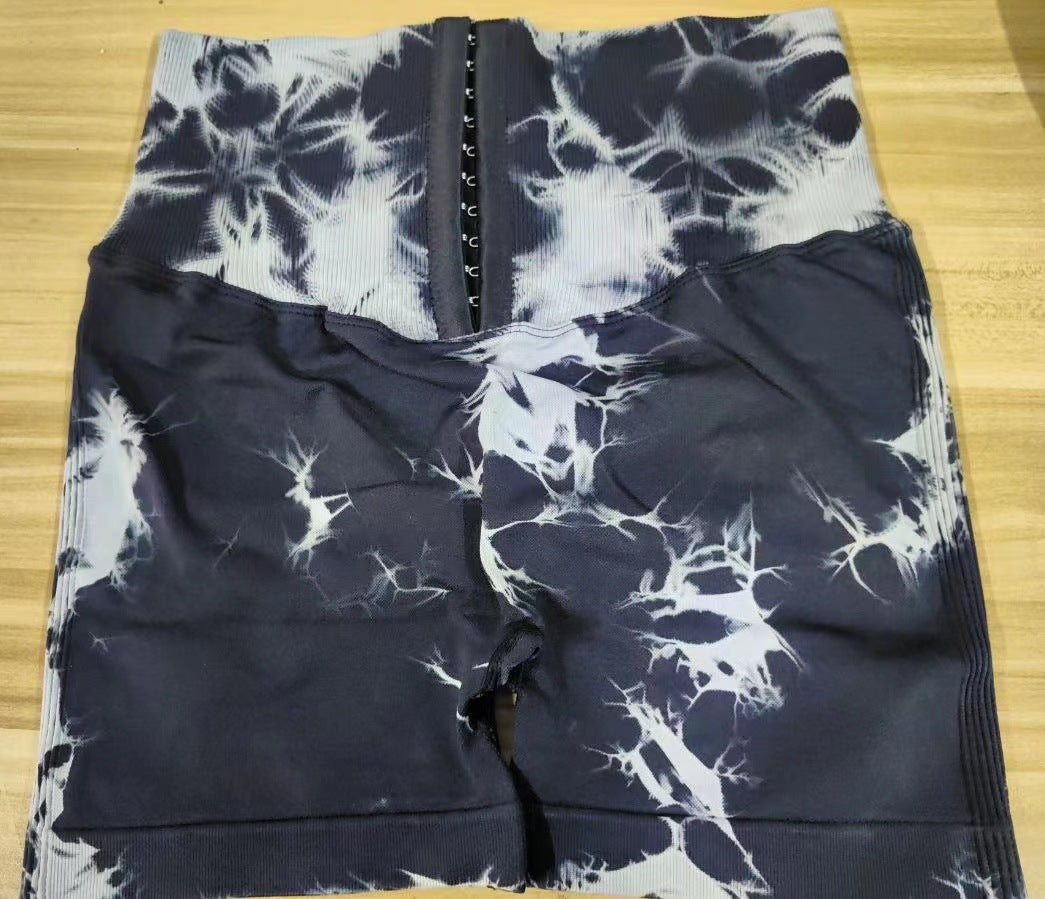 Women's Fashion Bike Shorts with Adjustable Waistband and Unique Tie-Dye Design Ivyshape