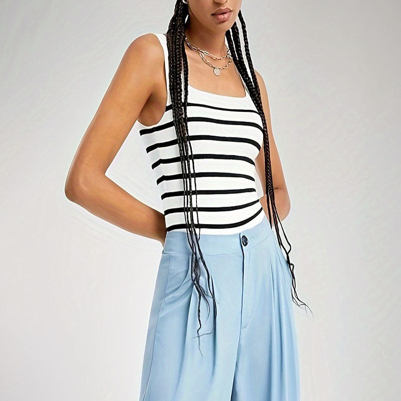 IvyShape | Striped Spaghetti Strap Knit Tank Top