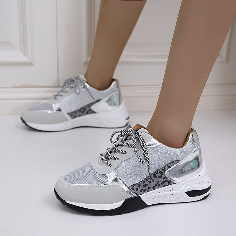 Women's sporty sneakers with fashionable glitter accents and slip-resistant sole Ivyshape