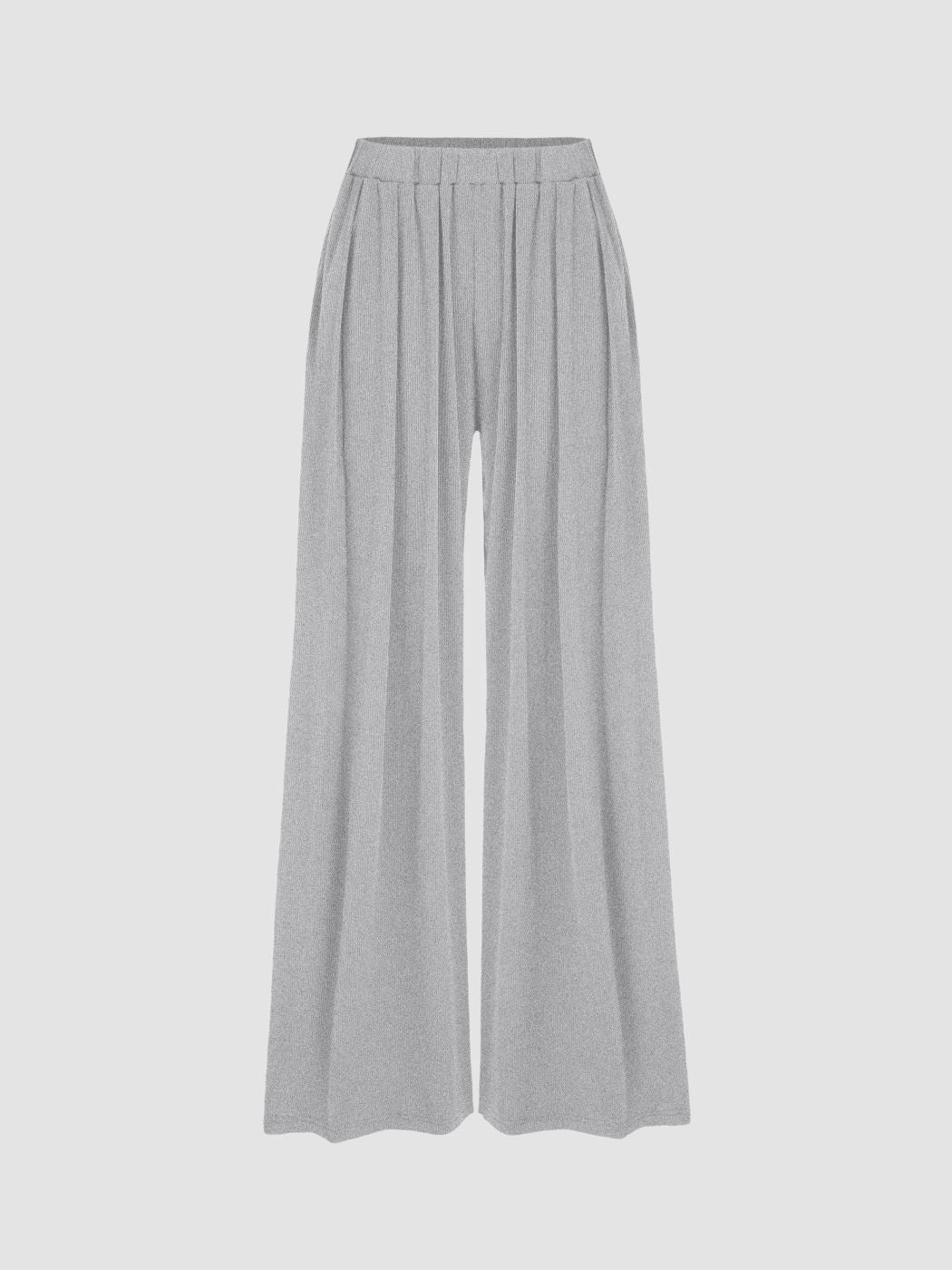 Ivyshape | Elastic Waist Wide-Leg Casual Pants